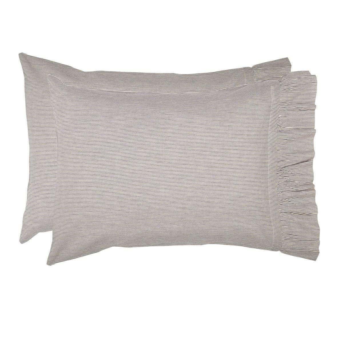 Dakota Star Farmhouse Blue Ticking Stripe Standard Pillow Case Set of 2 21x30