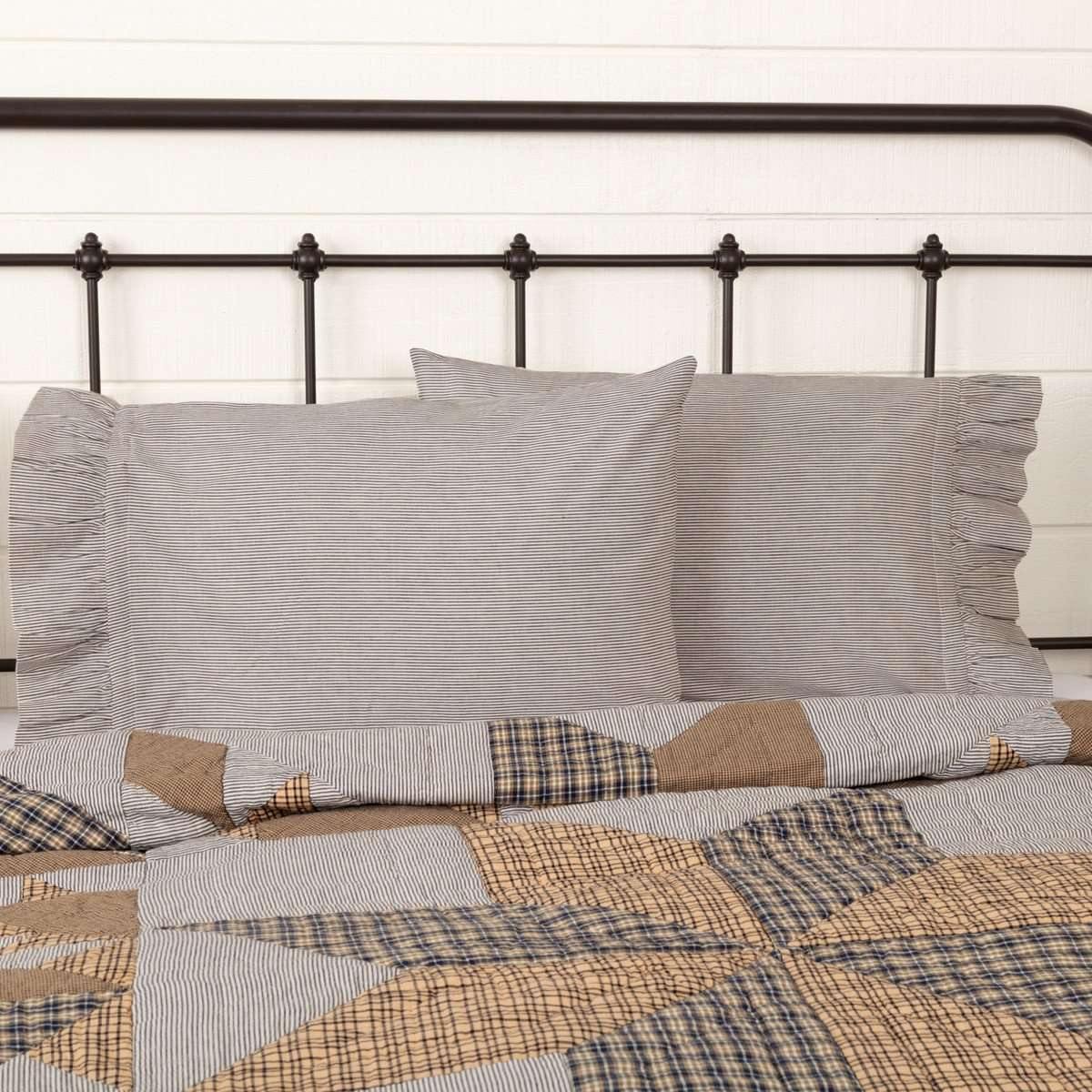 Dakota Star Farmhouse Blue Ticking Stripe Standard Pillow Case Set of 2 21x30 VHC Brands - The Fox Decor