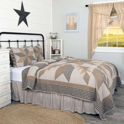 Dakota Star Farmhouse Blue Queen Quilt Set (1 Quilt 90Wx90L & 2 Shams 21x27) VHC Brands