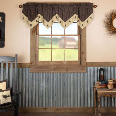 Kettle Grove Star Valance Curtain Country Black VHC Brands