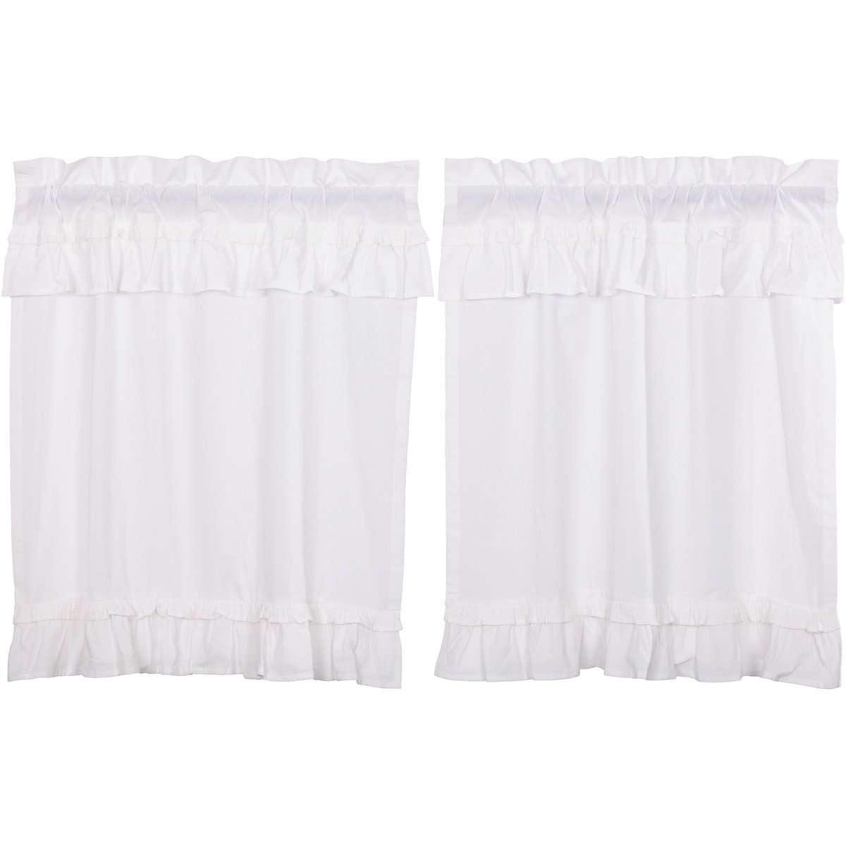 Muslin Ruffled Bleached White Tier Curtain Set of 2 L36xW36 VHC Brands - The Fox Decor