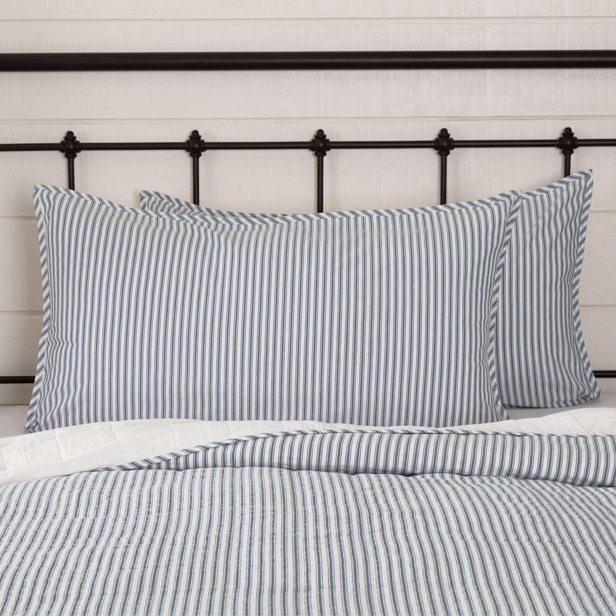 Sawyer Mill Blue Ticking Stripe King Sham 21x37 VHC Brands - The Fox Decor