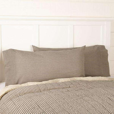 Sawyer Mill Charcoal Ticking Stripe King Pillow Case Set of 2 21x40 VHC Brands