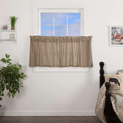 Sawyer Mill Charcoal Ticking Stripe Tier Curtain Set of 2 L24xW36 VHC Brands