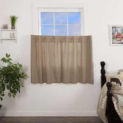 Sawyer Mill Charcoal Ticking Stripe Tier Curtain Set of 2 L36xW36 VHC Brands