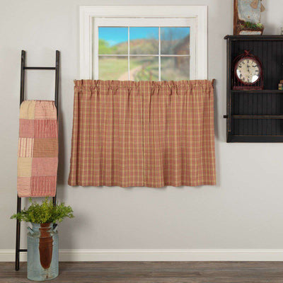 Sawyer Mill Red Plaid Tier Curtain Set VHC Brands