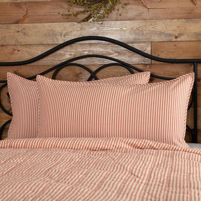 Sawyer Mill Red Ticking Stripe King Sham 21x37 VHC Brands