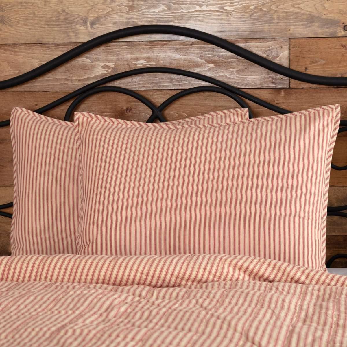 Sawyer Mill Red Ticking Stripe Standard Sham 21x27 VHC Brands - The Fox Decor