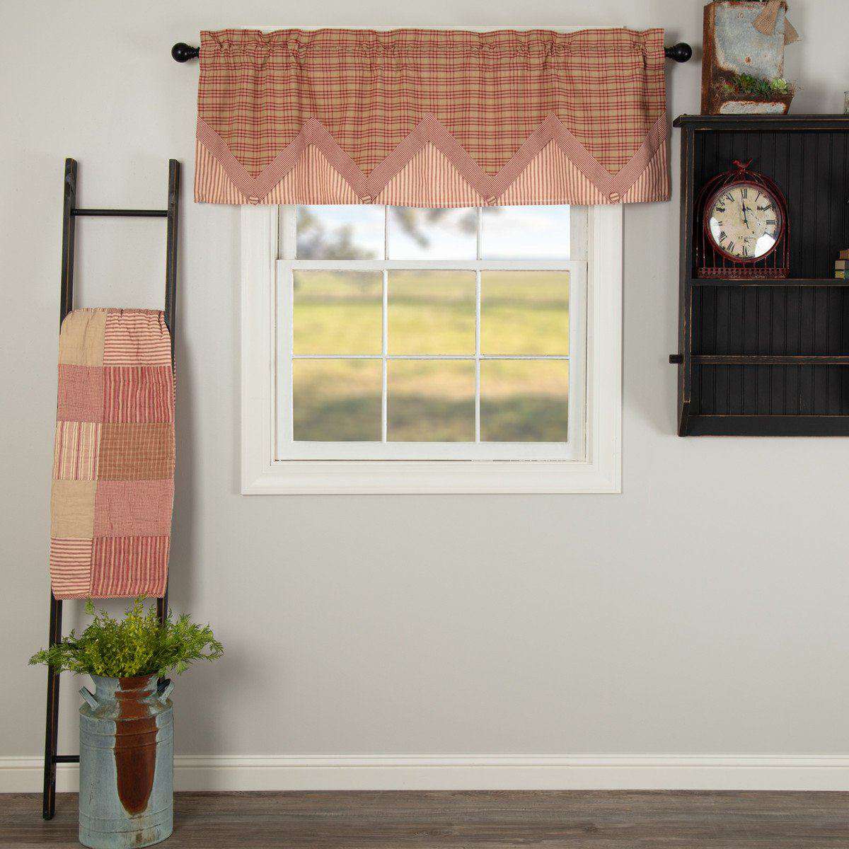 Sawyer Mill Red Valance Curtain Layered VHC Brands - The Fox Decor