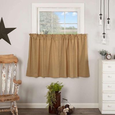 Simple Life Flax Khaki Tier Curtain Set of 2 L36xW36 VHC Brands