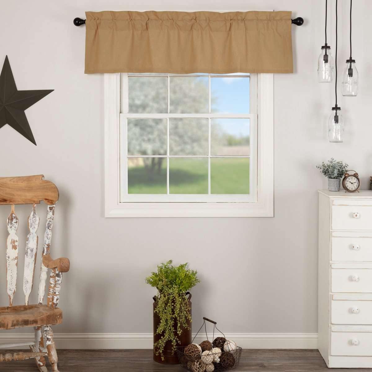 Simple Life Flax Khaki Valance Curtain 16x60 VHC Brands - The Fox Decor