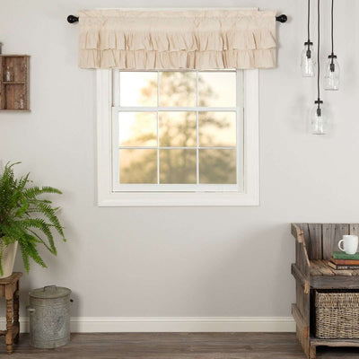 Simple Life Flax Natural Ruffled Valance Curtain VHC Brands