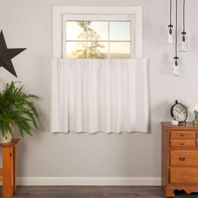 Simple Life Flax Antique White Tier Curtain Set of 2 L36xW36 VHC Brands