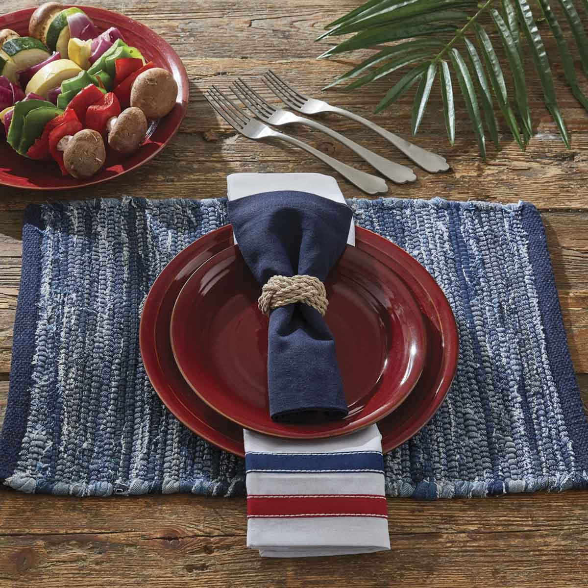 Indigo Blue Placemat - Chindi Set of 6 Park Designs