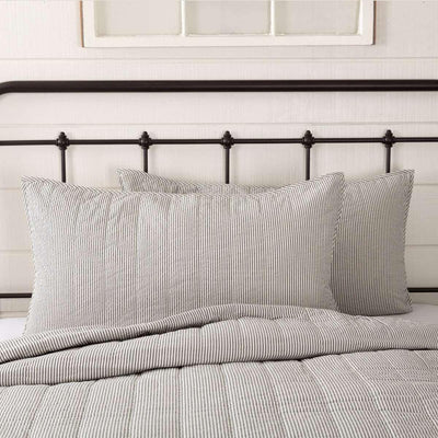 Hatteras Seersucker Blue Ticking Stripe King Sham 21x37 VHC Brands