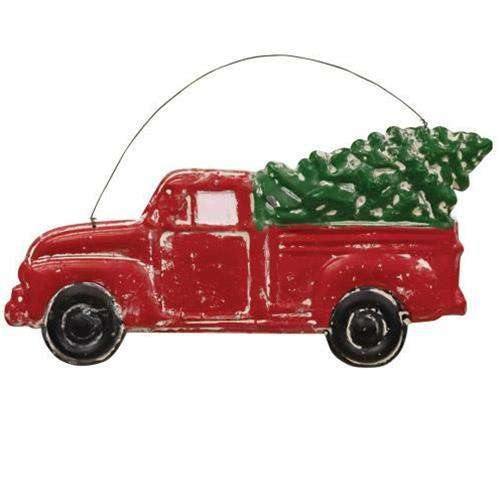 Metal Red Truck Hanger Christmas Decor - The Fox Decor