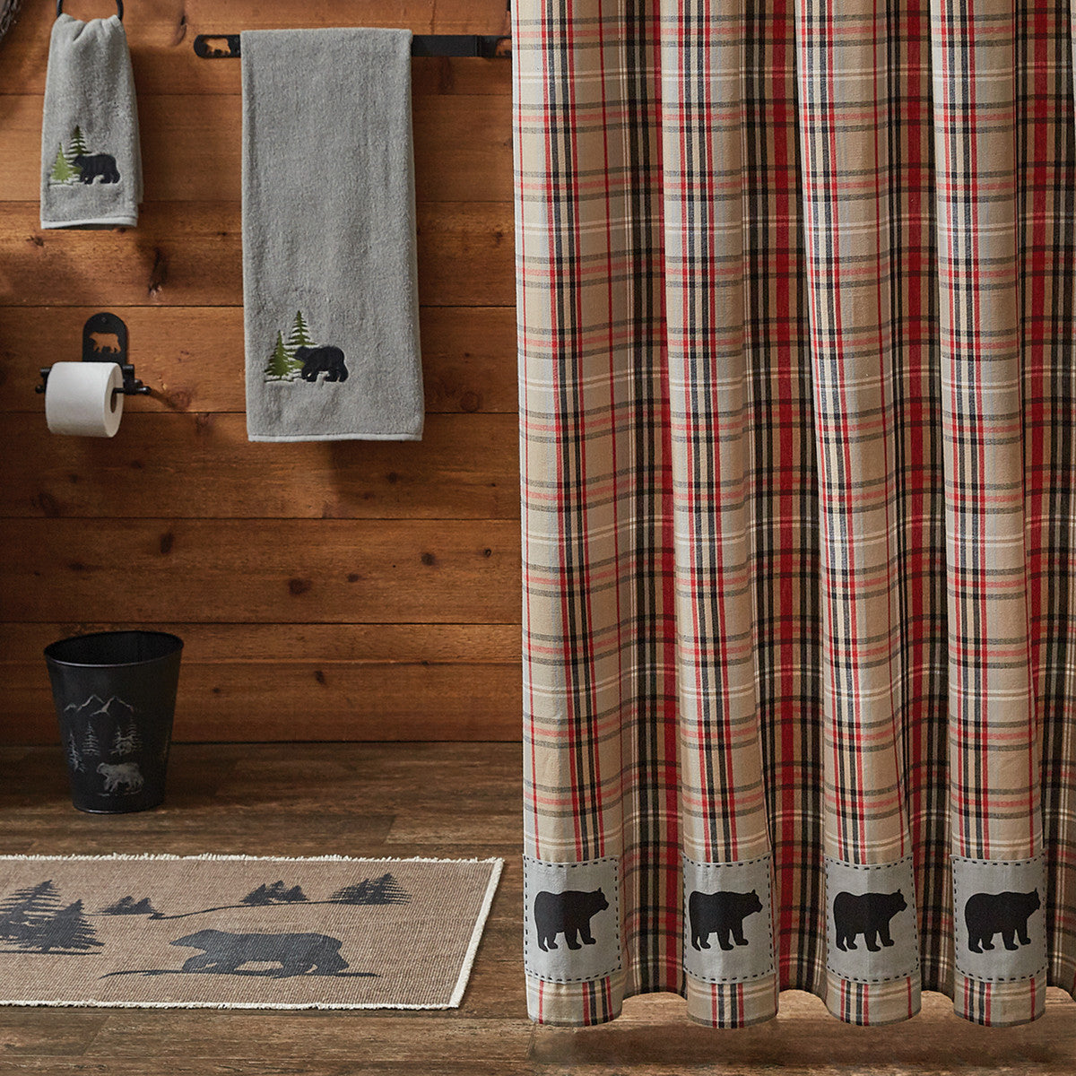 Bear Country Plaid Shower Curtain 72" X 72"  Park Designs