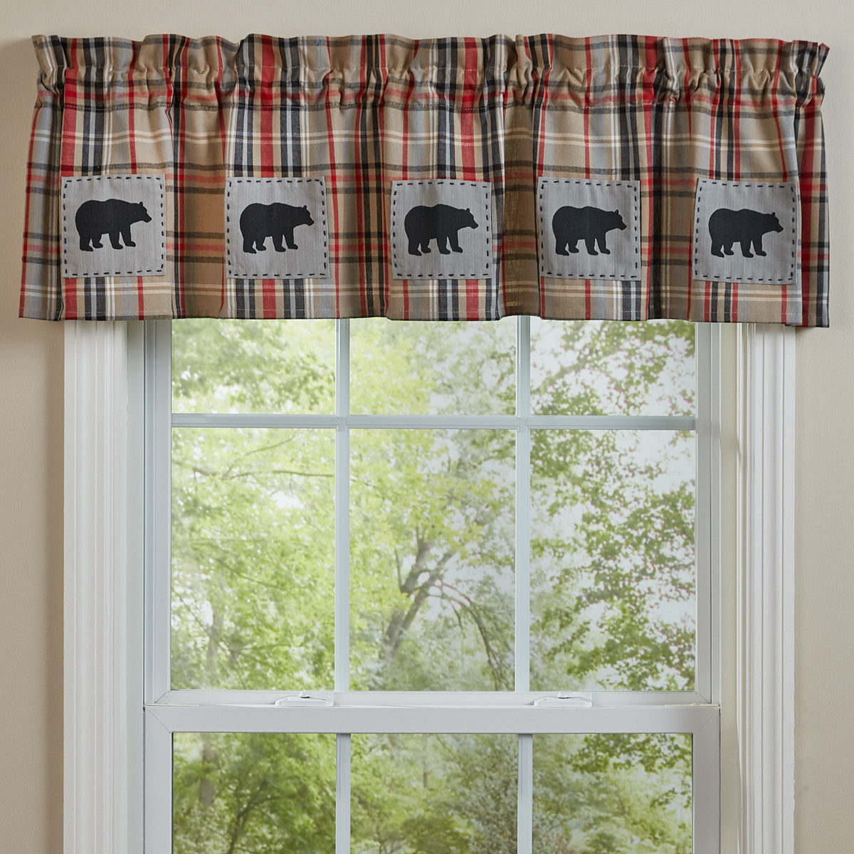 Bear Country Plaid Patch Valance Park Designs