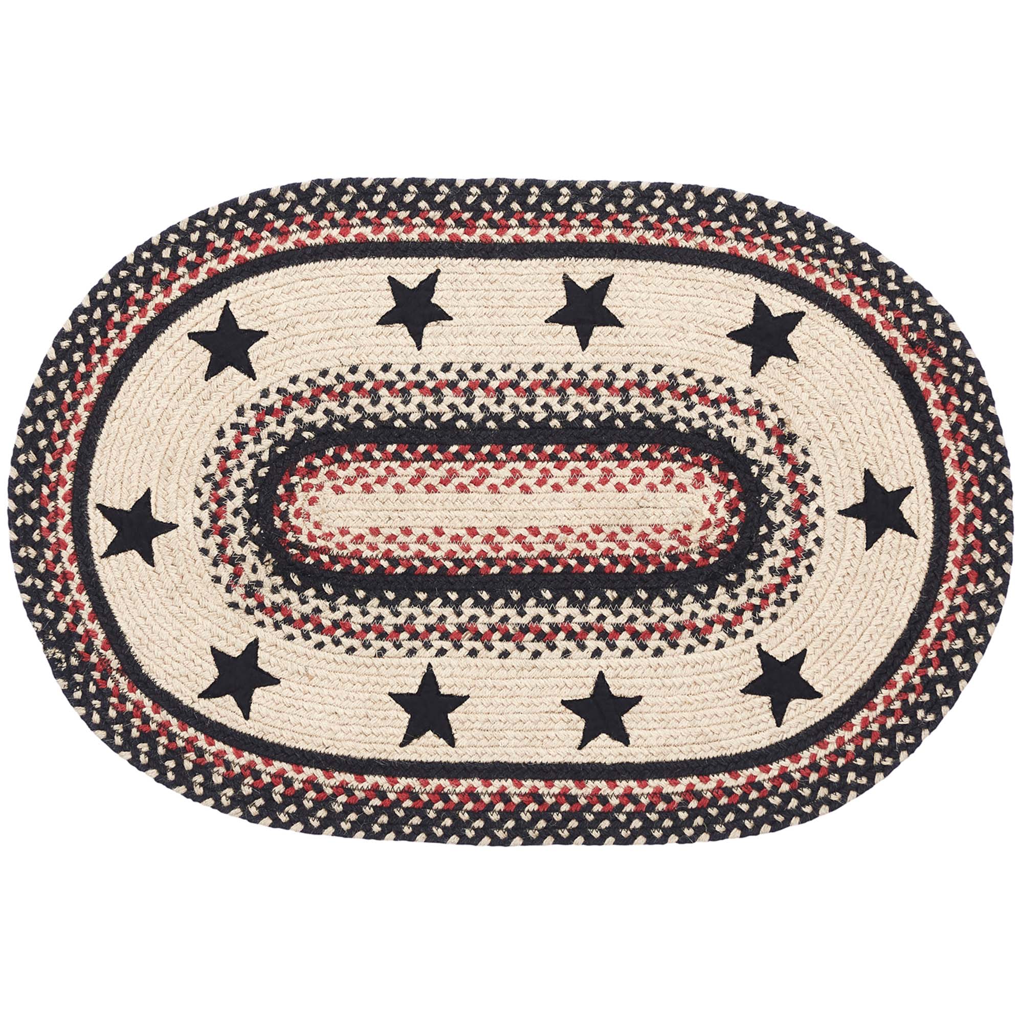 Colonial Star Jute Braided Rug Oval with Rug Pad 20"x30" VHC Brands