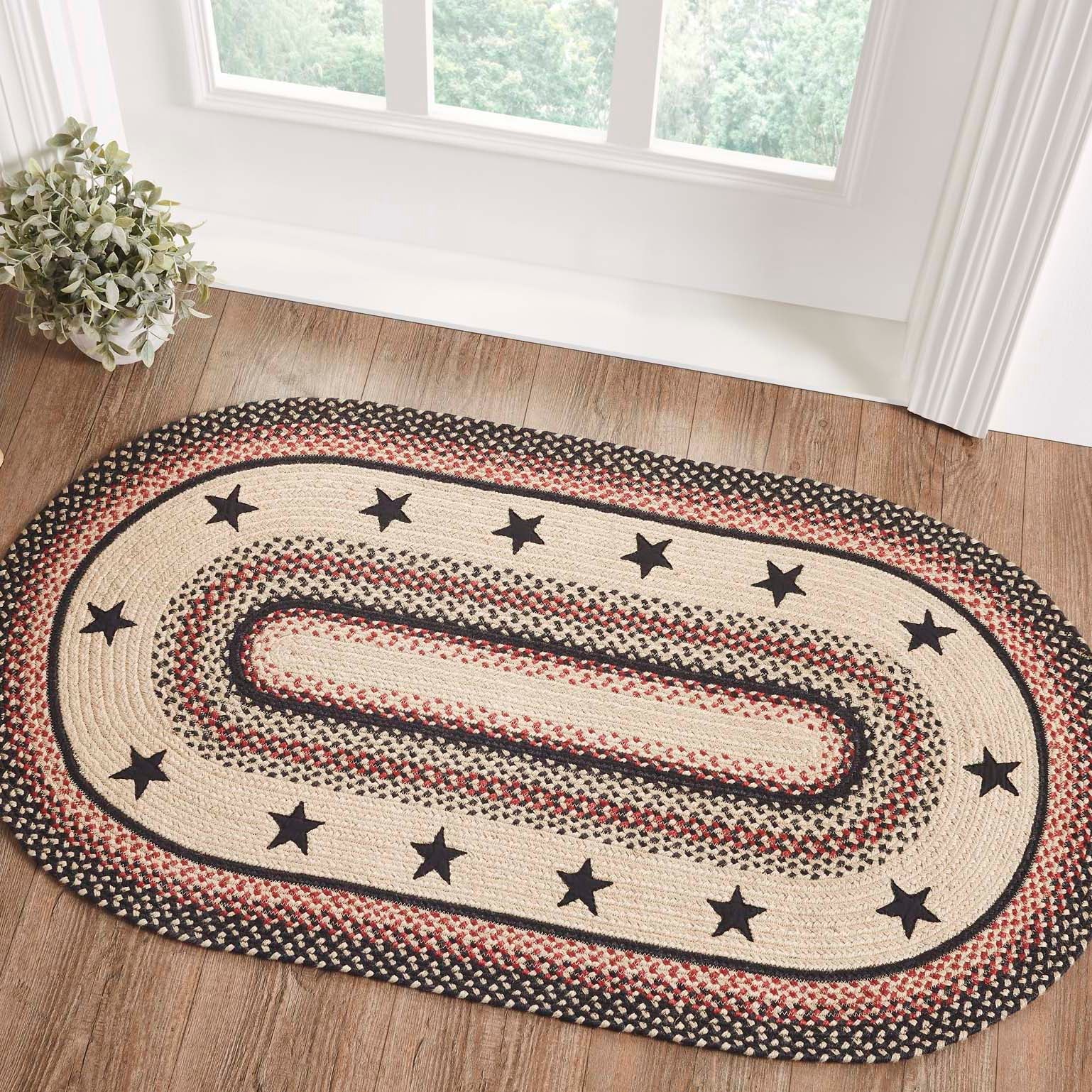 Colonial Star Jute Braided Rug Oval with Rug Pad 27"x48" VHC Brands