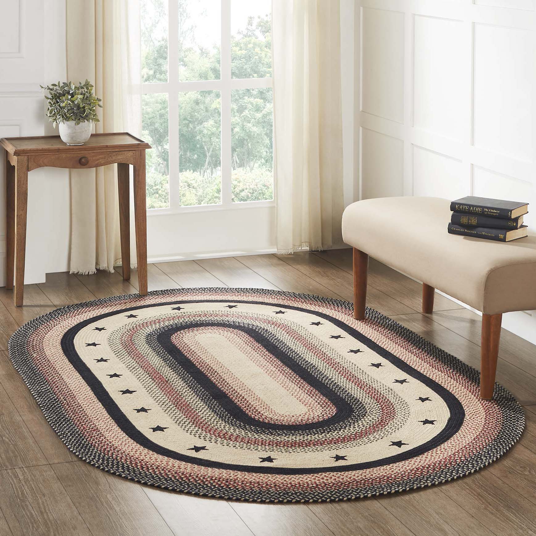 Colonial Star Jute Braided Rug Oval with Rug Pad 5'x8' VHC Brands
