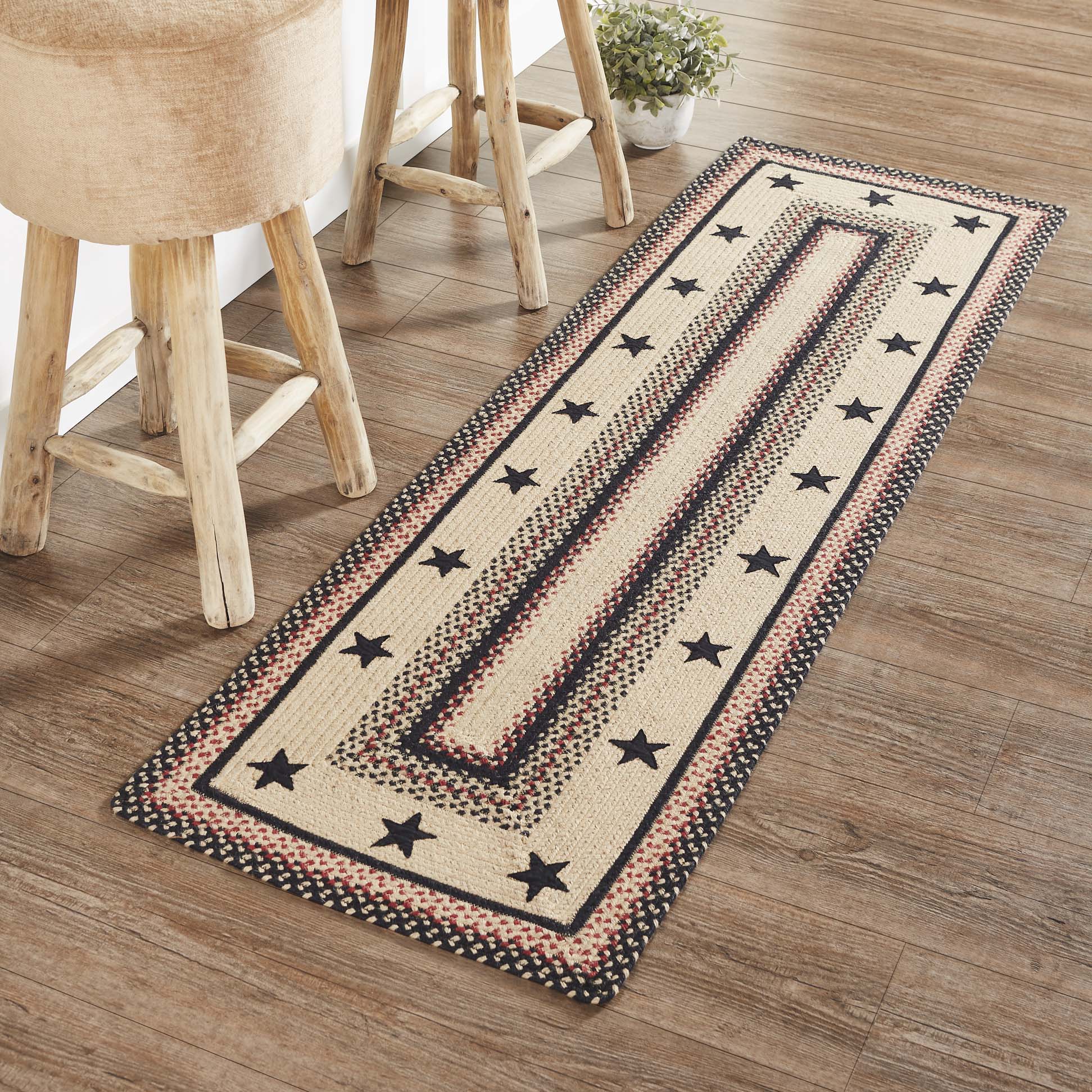 Colonial Star Jute Braided Rug/Runner Rect with Rug Pad 22"x72" VHC Brands