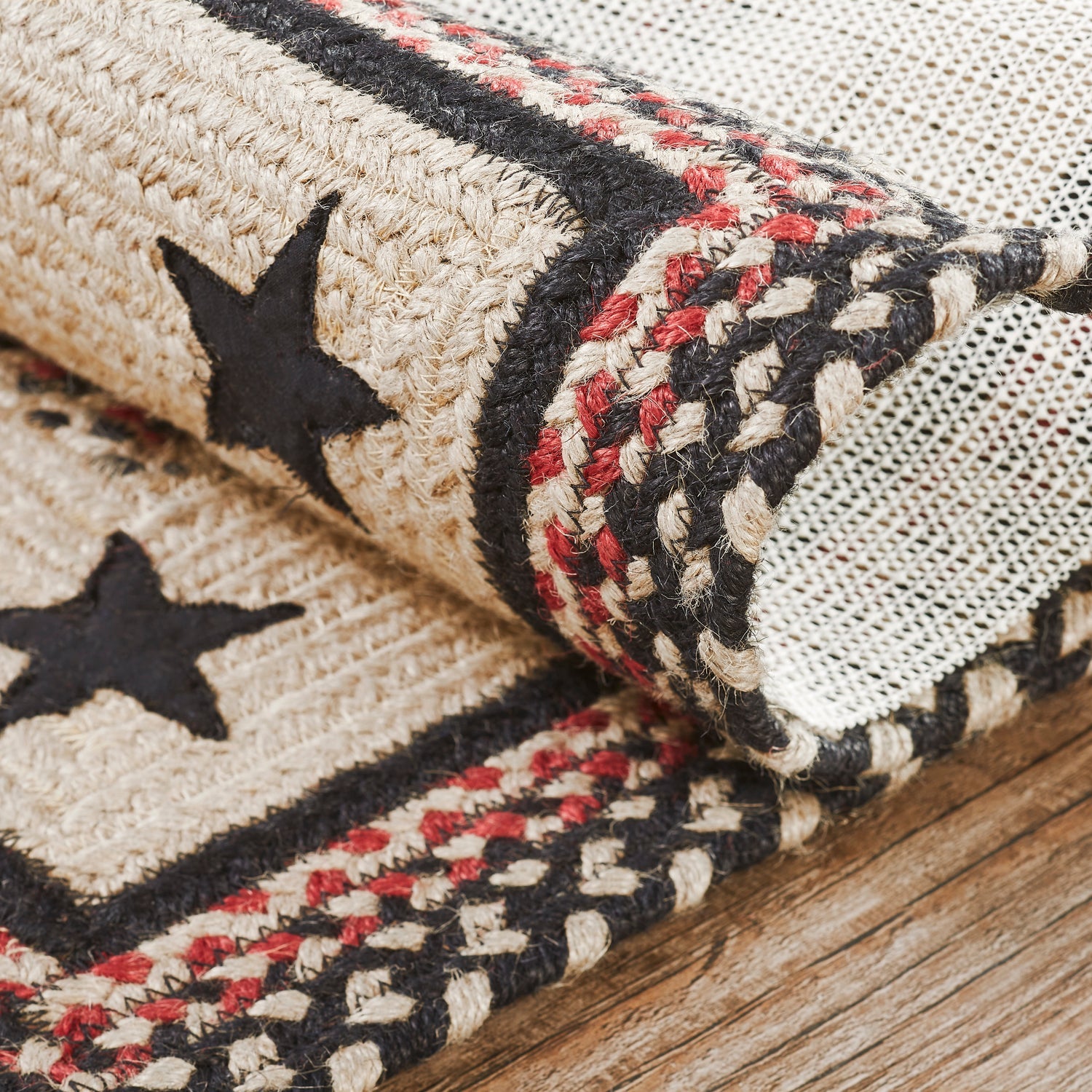 Colonial Star Jute Braided Rug Rect with Rug Pad 4'x6' VHC Brands