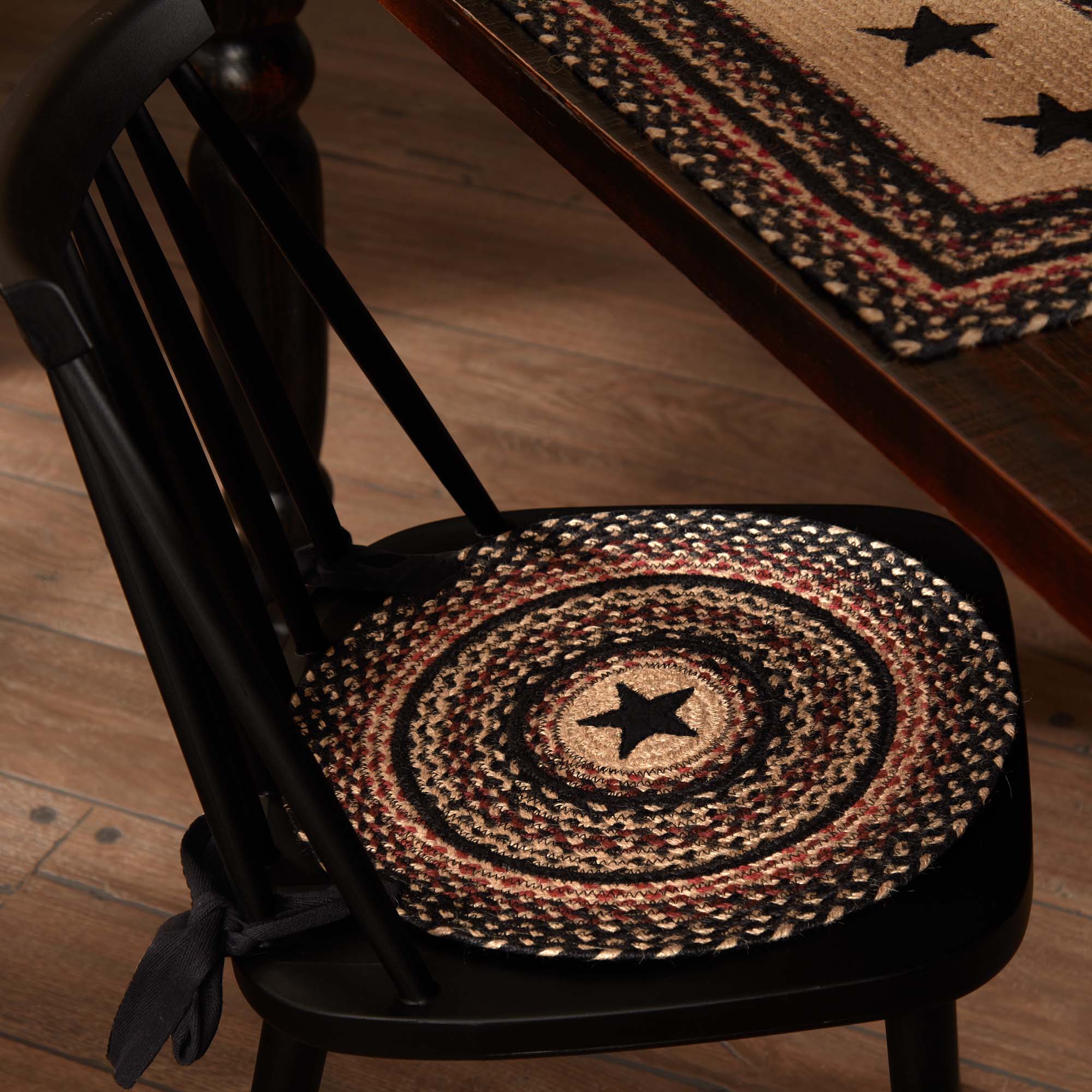 Colonial Star Jute Braided Chair Pad Applique Star VHC Brands