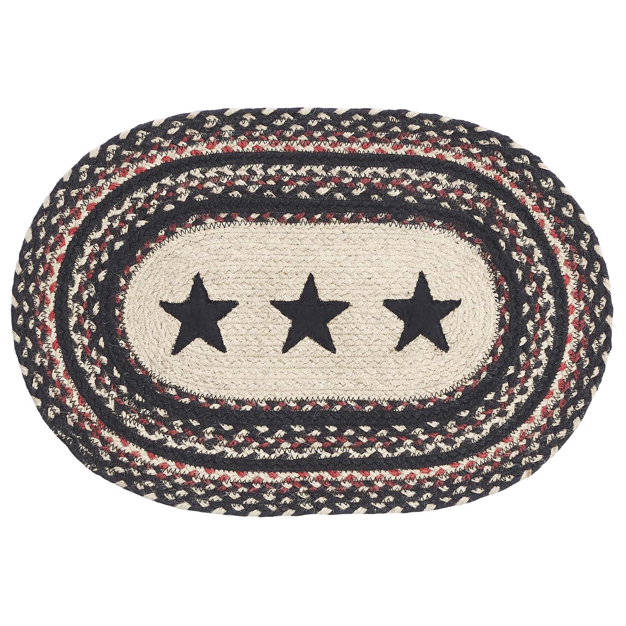 Colonial Star Jute Braided Oval Placemat 12"x18" VHC Brands