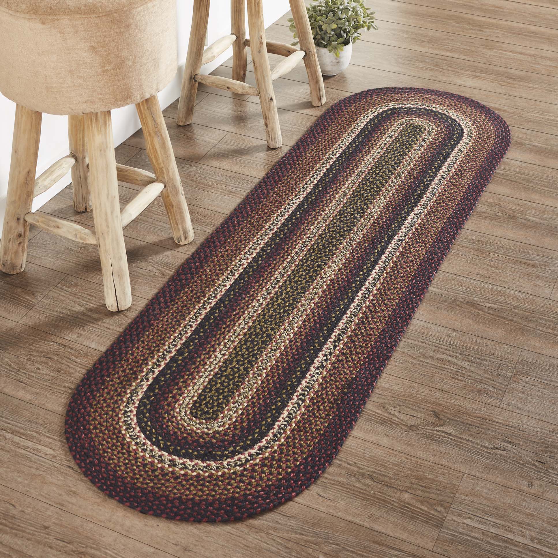 Beckham Jute Braided Rug/Runner Oval with Rug Pad 22"x72" VHC Brands