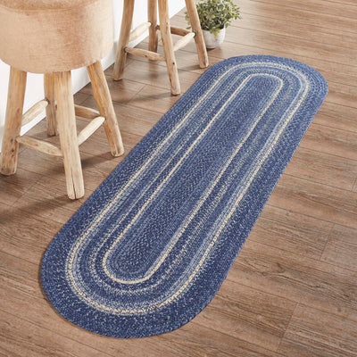 Great Falls Blue Jute Braided Rug/Runner Oval with Rug Pad 22