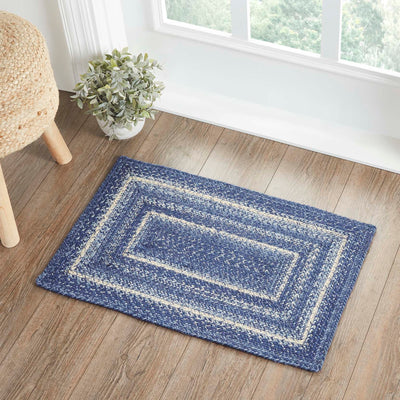 Great Falls Blue Jute Braided Rug Rect with Rug Pad 20