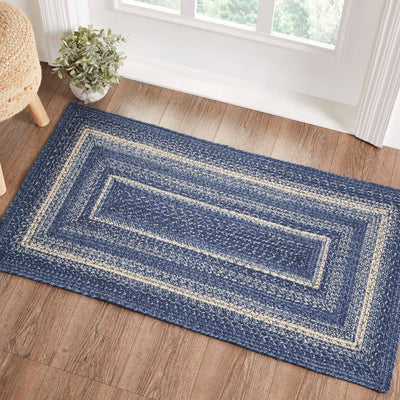 Great Falls Blue Jute Braided Rug Rect with Rug Pad 27