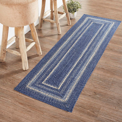 Great Falls Blue Jute Braided Rug/Runner Rect with Rug Pad 22