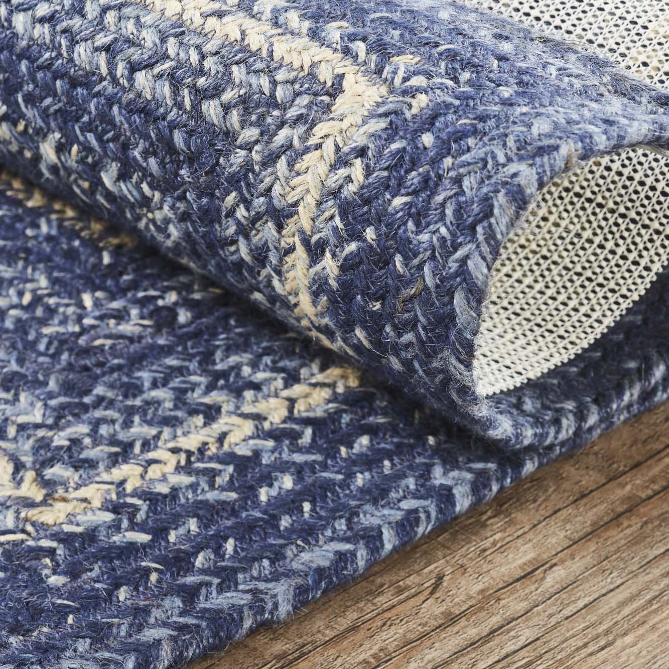 Great Falls Blue Jute Braided Rug Rect with Rug Pad 4'x6' VHC Brands