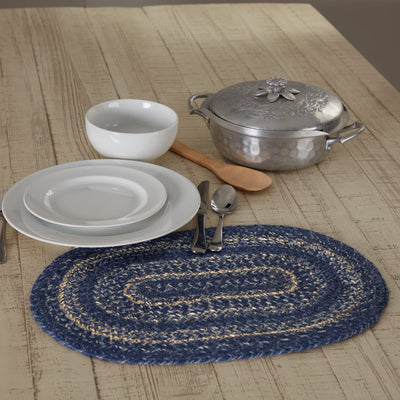 Great Falls Blue Jute Braided Oval Placemat 12