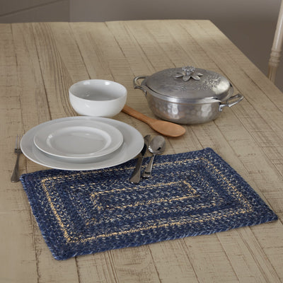 Great Falls Blue Jute Braided Rect Placemat 12