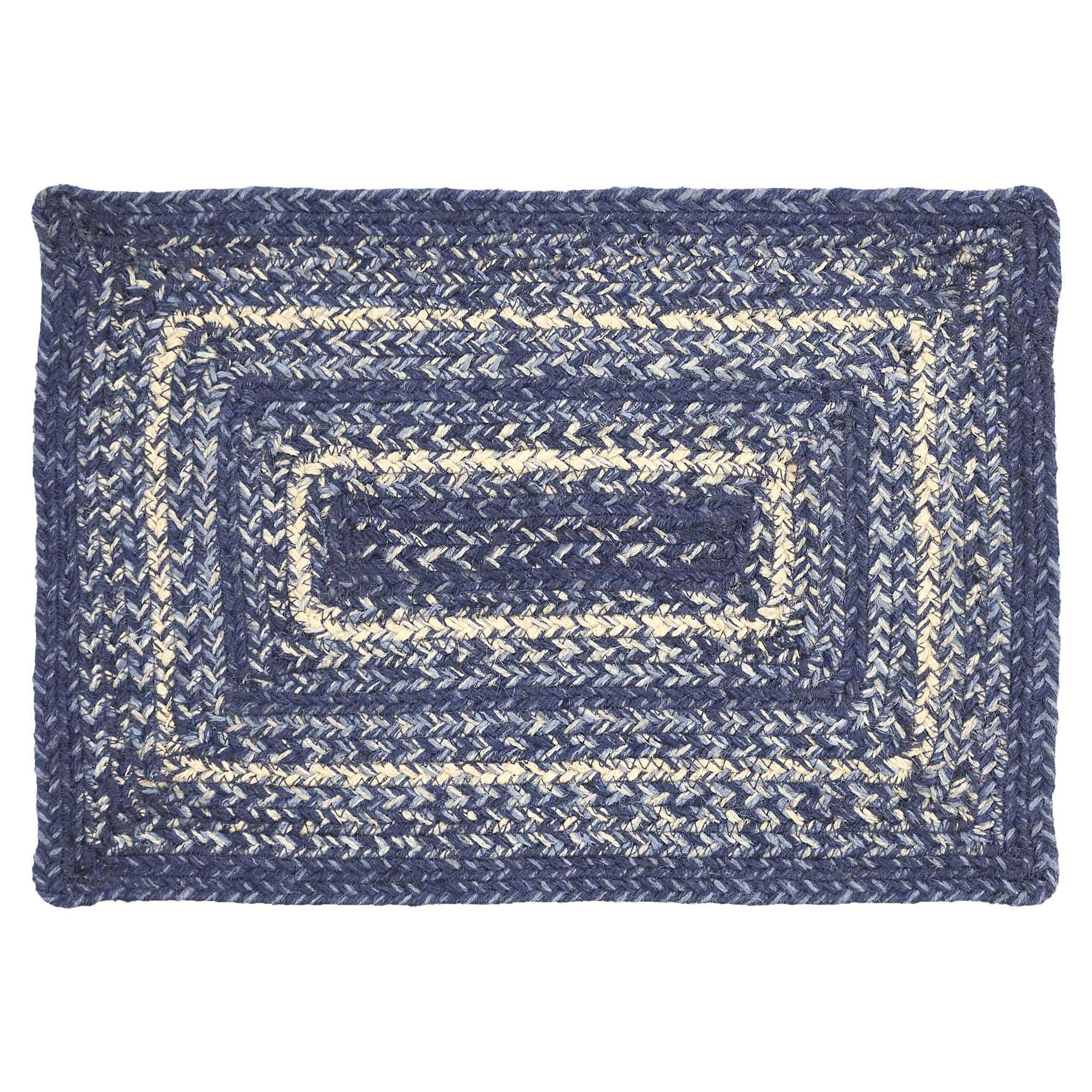 Great Falls Blue Jute Braided Rect Placemat 12"x18" VHC Brands
