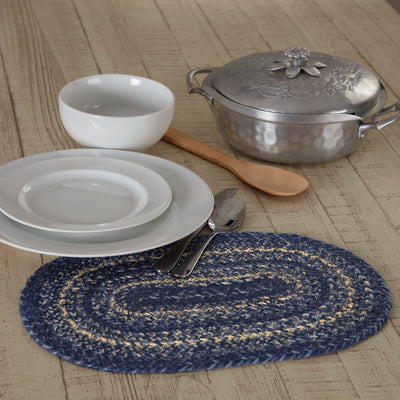 Great Falls Blue Jute Braided Oval Placemat 10