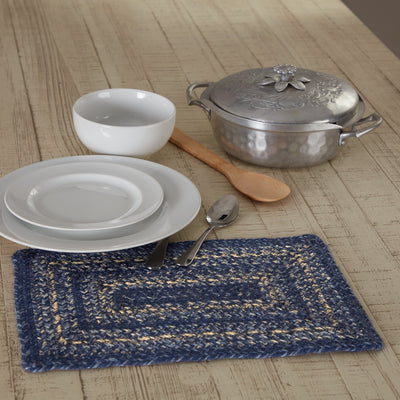 Great Falls Blue Jute Braided Rect Placemat 10