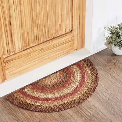 Ginger Spice Jute Braided Rug Half Circle with Rug Pad 16.5