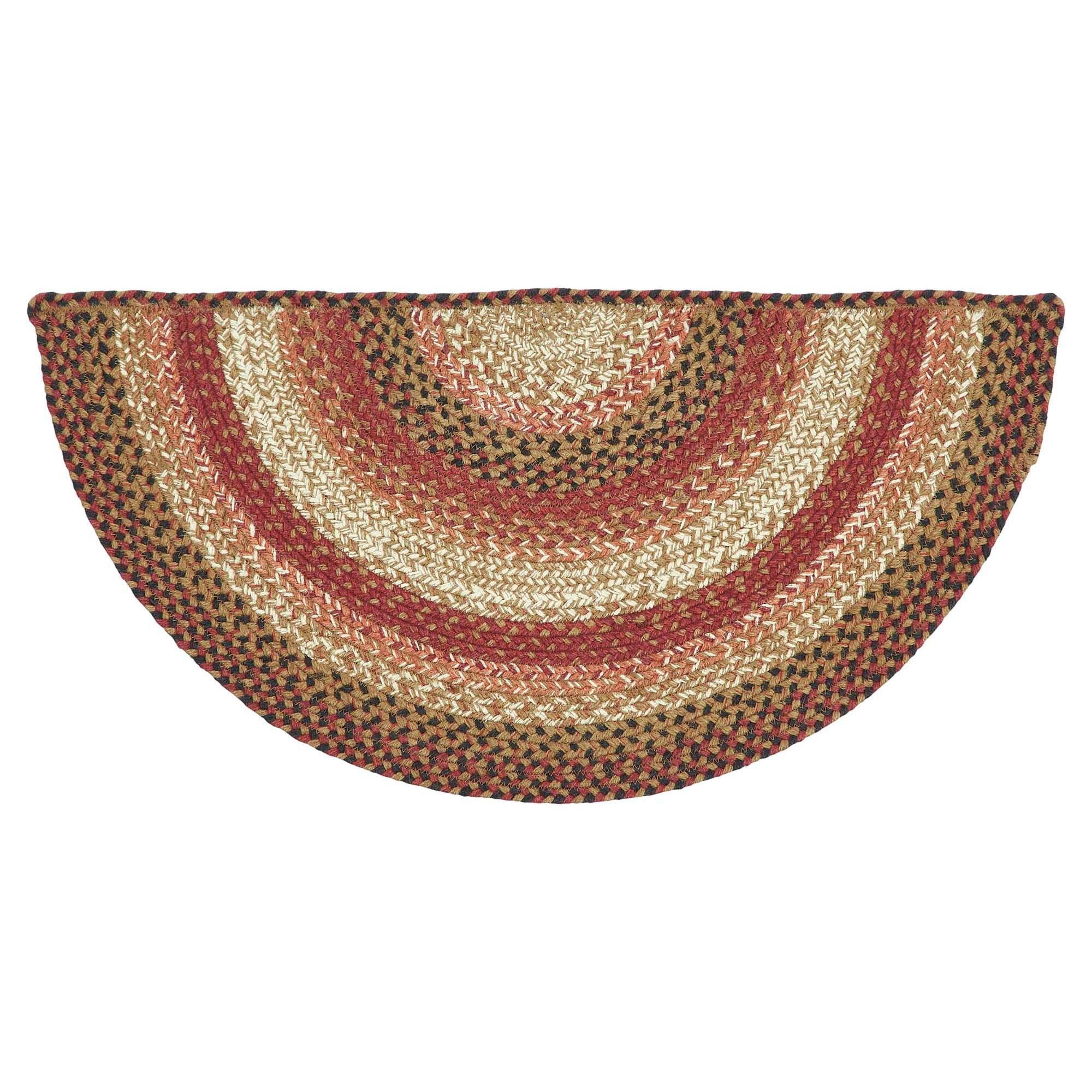 Ginger Spice Jute Braided Rug Half Circle with Rug Pad 16.5"x33" VHC Brands