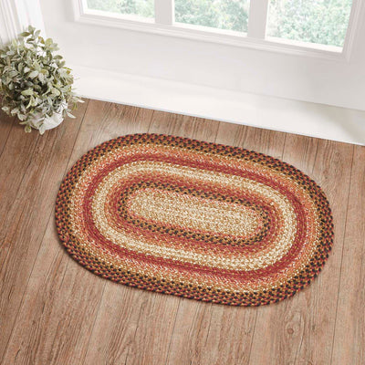 Ginger Spice Jute Braided Rug Oval with Rug Pad 20