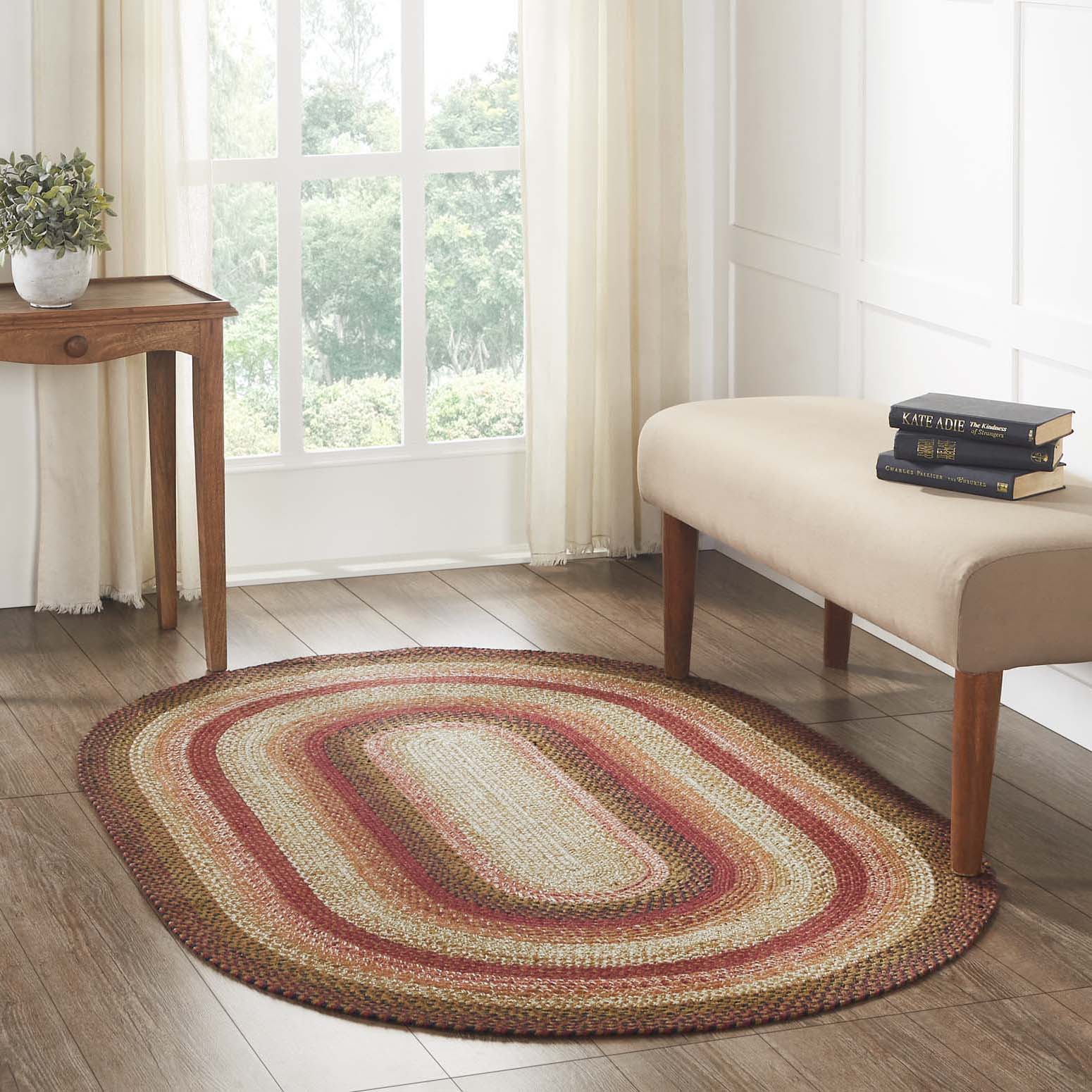 Ginger Spice Jute Braided Rug Oval with Rug Pad 4'x6' VHC Brands