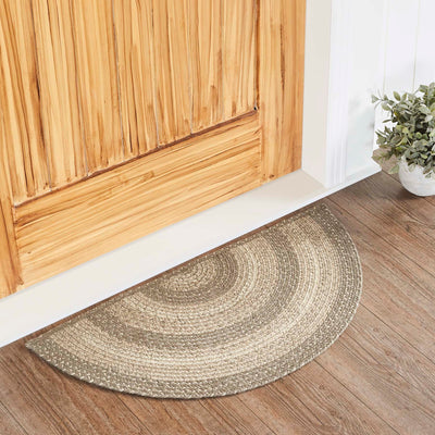 Cobblestone Jute Braided Rug Half Circle with Rug Pad 16.5