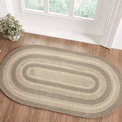 Cobblestone Jute Braided Rug Oval with Rug Pad 27