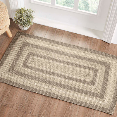 Cobblestone Jute Braided Rug Rect with Rug Pad 27