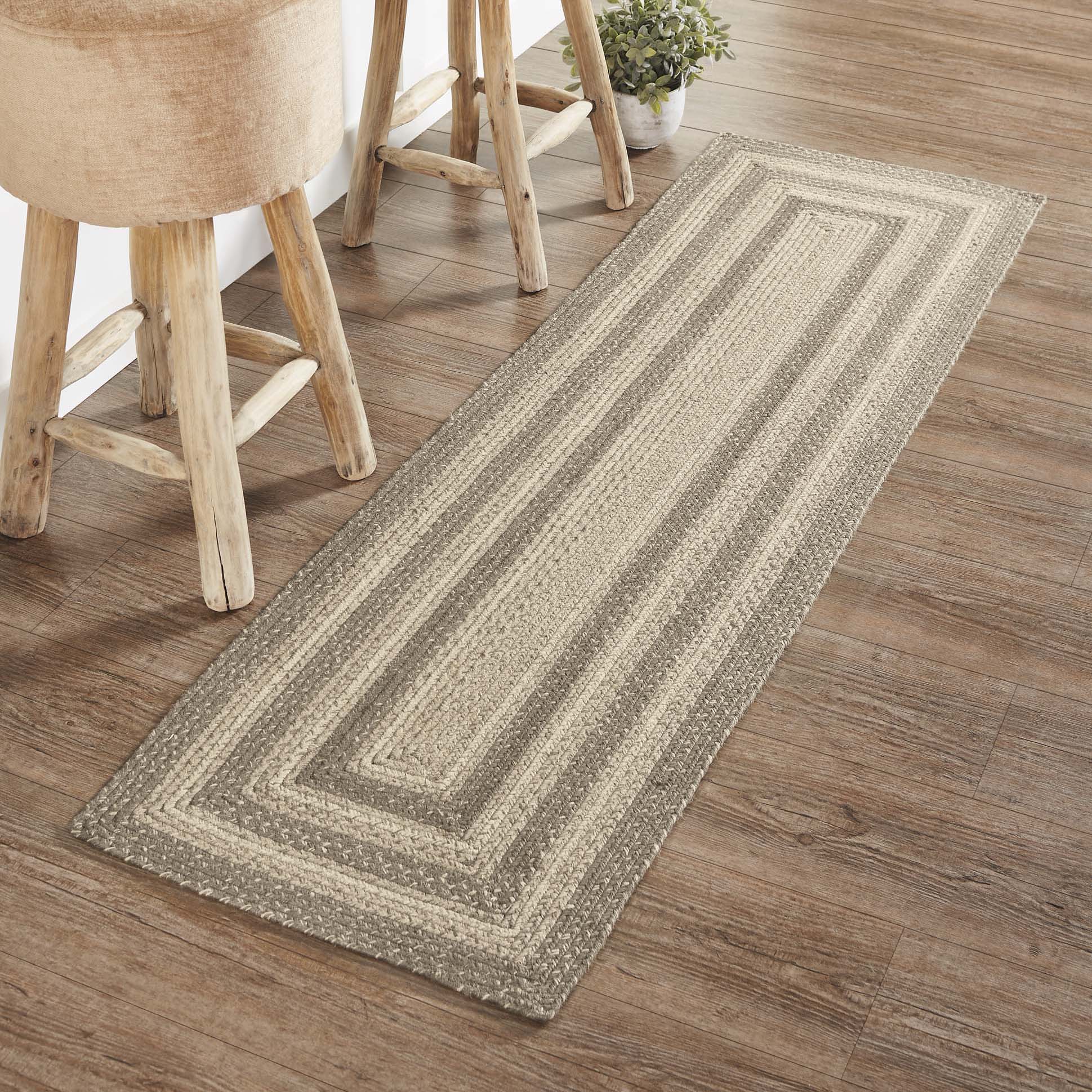 Cobblestone Jute Braided Rug/Runner Rect with Rug Pad 22"x72" VHC Brands