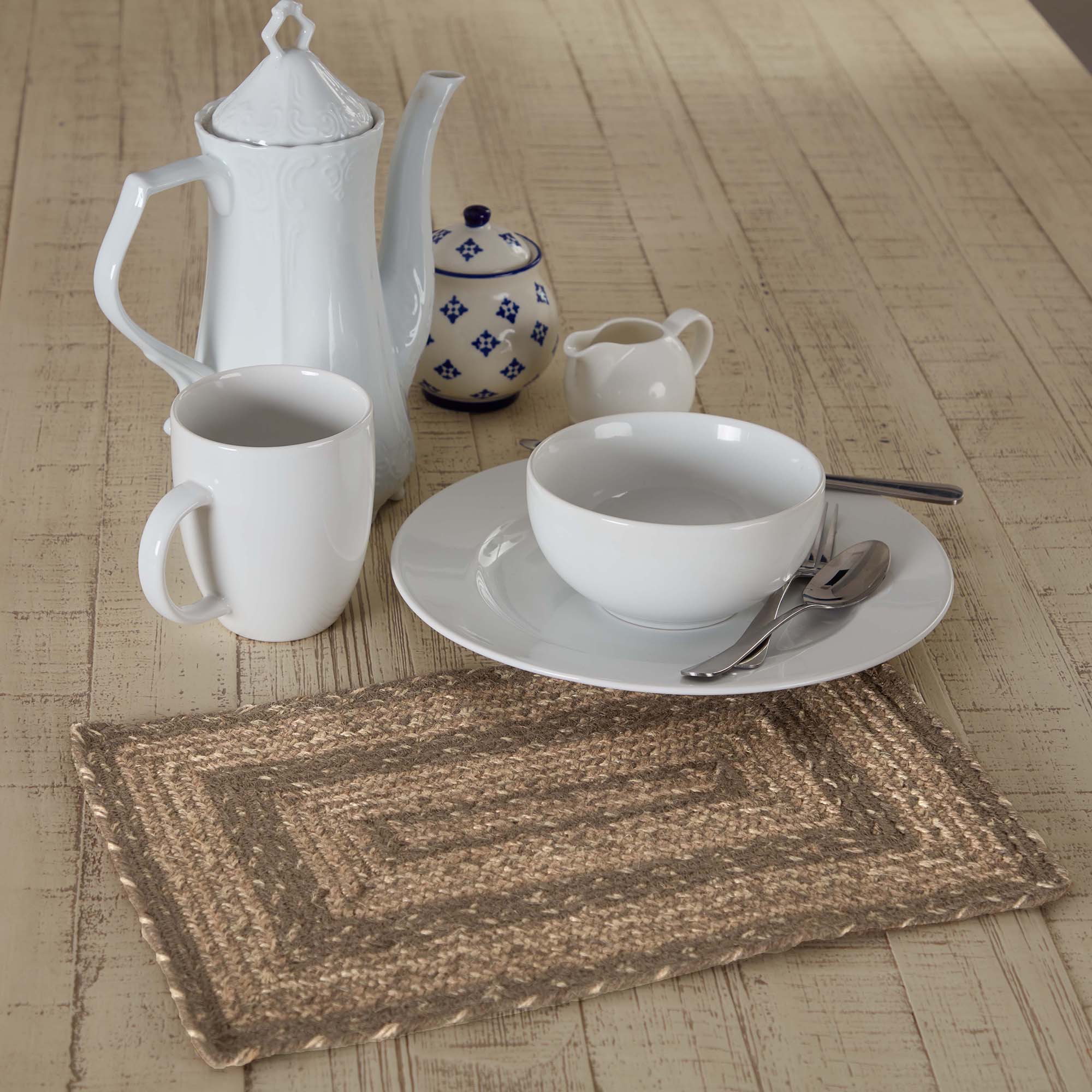 Cobblestone Jute Braided Rect Placemat 10x15 VHC Brands