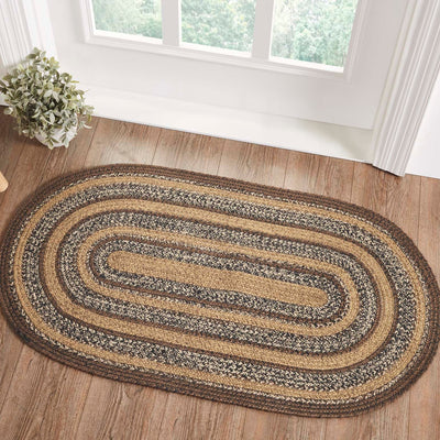 Espresso Jute Braided Rug Oval with Rug Pad 27